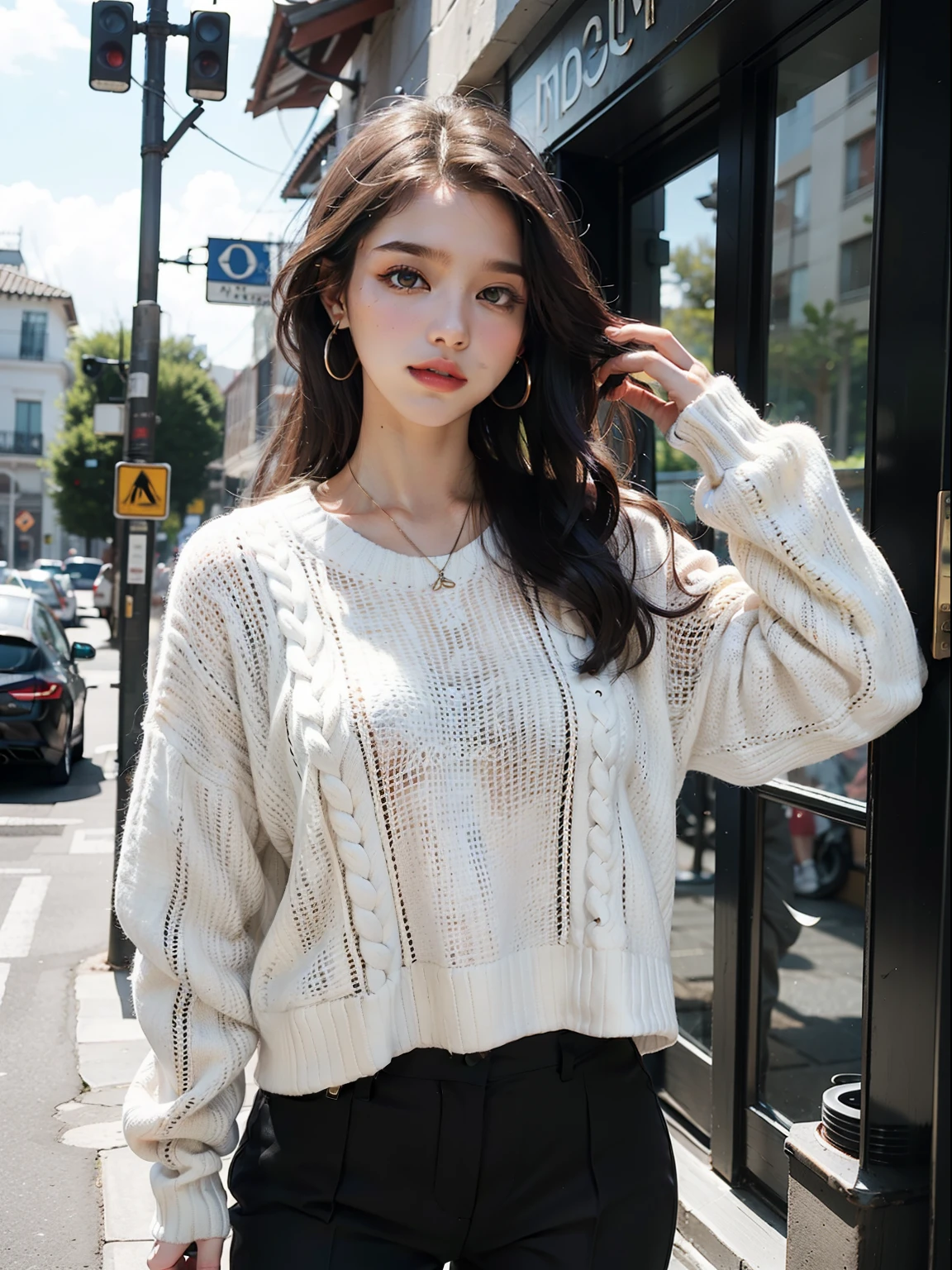 (female: 1.2), (seios grandes: 1.2), (Mullet Head), (white sweater, jaqueta para baixo), (Trousers), (roupas de inverno),