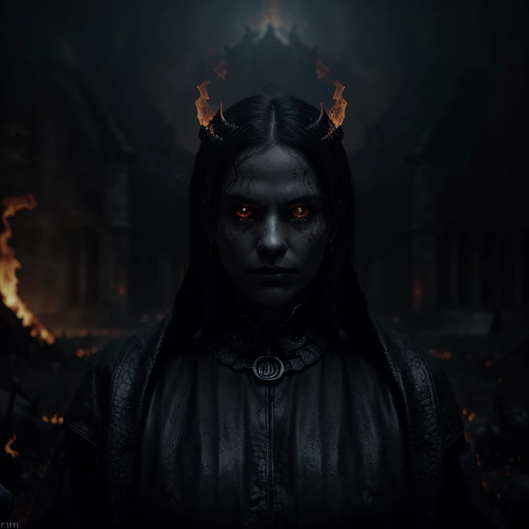 (black serpents,flames of hell,inferno,ominous atmosphere,fiery background,creepy atmosphere,demonic presence,dark shadows,smoke and fire,menacing,ominous eyes,serpents slithering,forthcoming doom) (dark and dramatic lighting) (surreal art:1.1,gloomy art:0.9) (vivid colors) (highres,ultra-detailed:1.2)