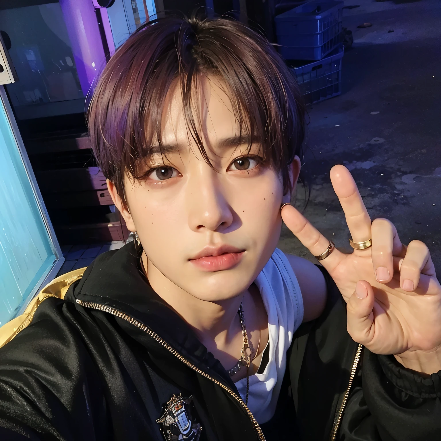 Hombre arafed con un signo de la paz y una chaqueta negra., Jung Jaehyun, Hyung Tae, Jinyoung Shin, jungkook, Kim Doyoung, Blade de Drain Gang, Hong June Hyung, Foto de perfil de la foto de cabeza, Sakimichan, Wan adorable cara coreana, Ulzzang masculino, Retrato de Jossi de Blackpink, Cai Xukun, Shin Jeongho
