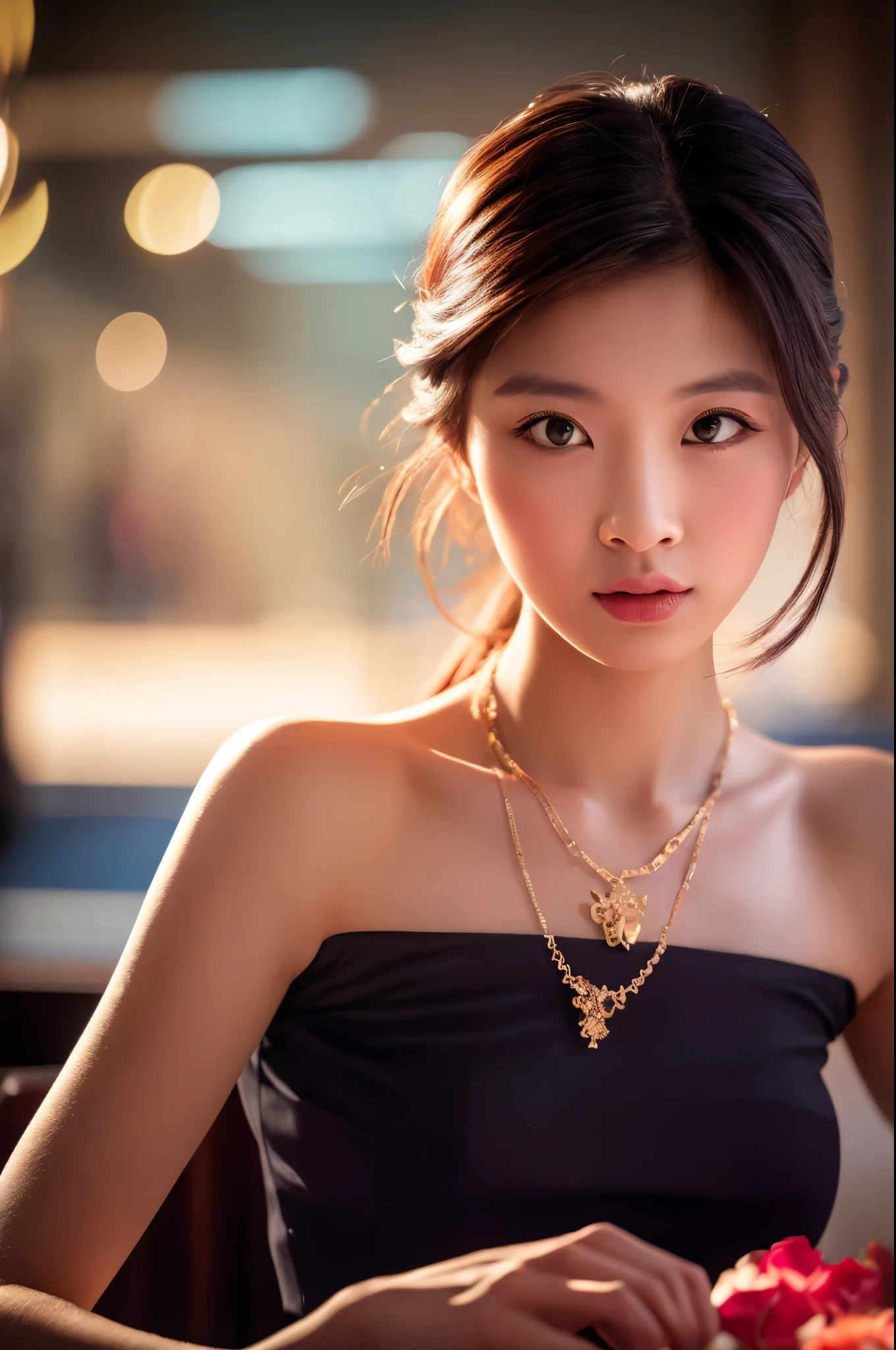 best quality, masterpiece, highres, 1girl,china dress,hair ornament,necklace, jewelry,Beautiful face,upon_body, tyndall effect,photorealistic, dark studio, rim lighting, two tone lighting,(high detailed skin:1.2), 8k uhd, dslr, soft lighting, high quality, volumetric lighting, candid, Photograph, high resolution, 4k, 8k, Bokeh,