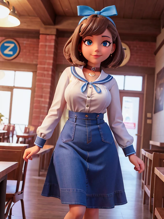 anthro,female,dog,schnauzer,Schnauzer,Schnauzer Anthro,face ,collar,blue eyes,cute,hips,eyes,zoom,breast exposed, coffee shop,dress,,hair ribbon,skirt,hipster,eyelashes,smile,2d,4k,8k,detailed,hi res,absurd res,