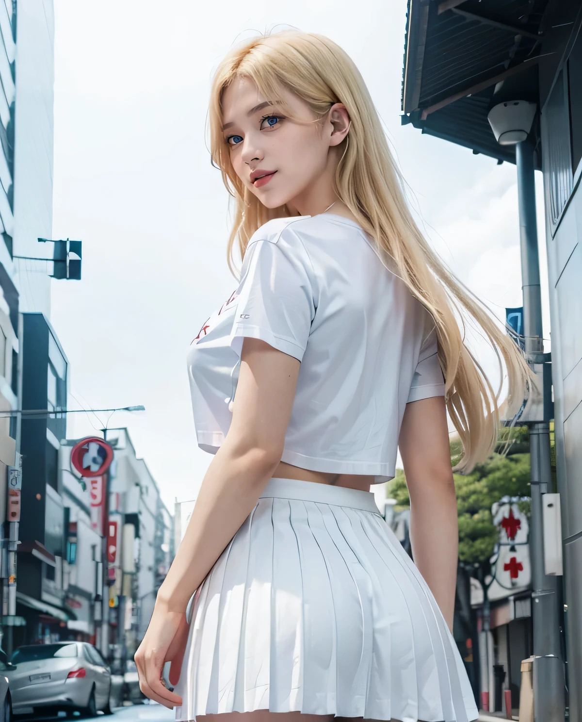 ((masterpiece)), better quality, great highlight on the upper body, wearing light spring clothes, colorful hair, outdoor landscape, magazine cover photography - start with a confident and charming pose.