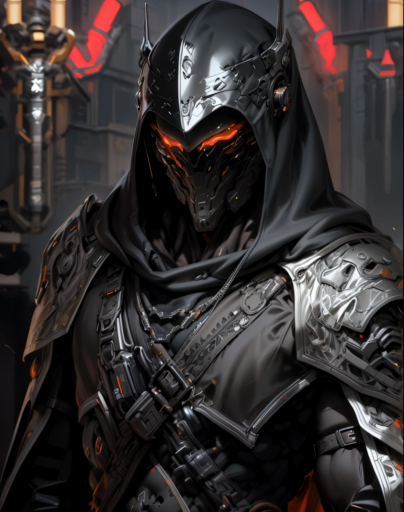 (((An epic and visually stunning digital anime masterpiece featuring a sylphlike masculine ((male:1.5)) decorated military dieselpunk cyborg soldier clad in a sleek yet tactical armored yet decorated leather military trench coat:1.2))), (((flat masculine male chest:1.5, mechanical full head helmet, mecha helmet with narrow orange eyes:1.5))), (((the character adorned in a (scifi tactical armored open front trench coat with a built in exoskeleton:1.5) (over a form fitted armor plated yet super sleek and revealing under suit with waist cut outs:1.3), the armor is beautifully engraved:1.4))), The image showcases the intricacies of the character’s armor and clothing:1.5, ((capturing their flamboyant essence and heavy mecha aesthetic:1.2)). The character also possesses an androgynous charm, (((with slim yet heavily muscled physique:1.2, sylphlike with a sleek waist, toned yet beautifully sleek cybernetic arms:1.3, mechanical arms and legs:1.3, mecha muscles:1.3))), looking at viewer, (((brass metal armor and brown leather, dieselpunk:1.3))), (((depth of field, cinematic lighting, chromatic aberration, ray tracing, UHD, masterpiece, top of head covered, super detail, high details, high quality, award winning, 8k, highres)))