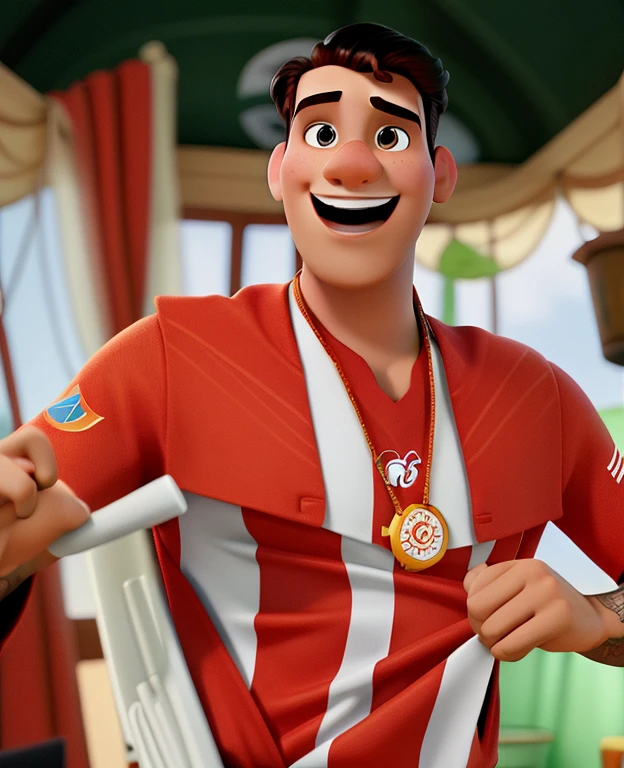 Um homem moreno estilo disney pixar, alta qualidade, melhor qualidade