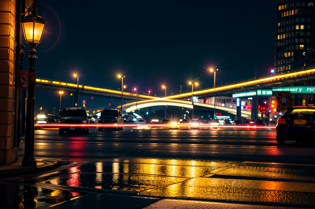 best quality,4k,8k,highres,masterpiece:1.2,ultra-detailed,realistic:1.37,city night view,urban landscape,night lights,tall buildings,glowing windows,dark alleys,reflection on wet pavement,hustle and bustle,traffic,neon signs,foggy atmosphere,skyscrapers,moonlit sky,shadows and silhouettes,street lamps,car trails,starlit city,metropolis,vibrant colors,bokeh
