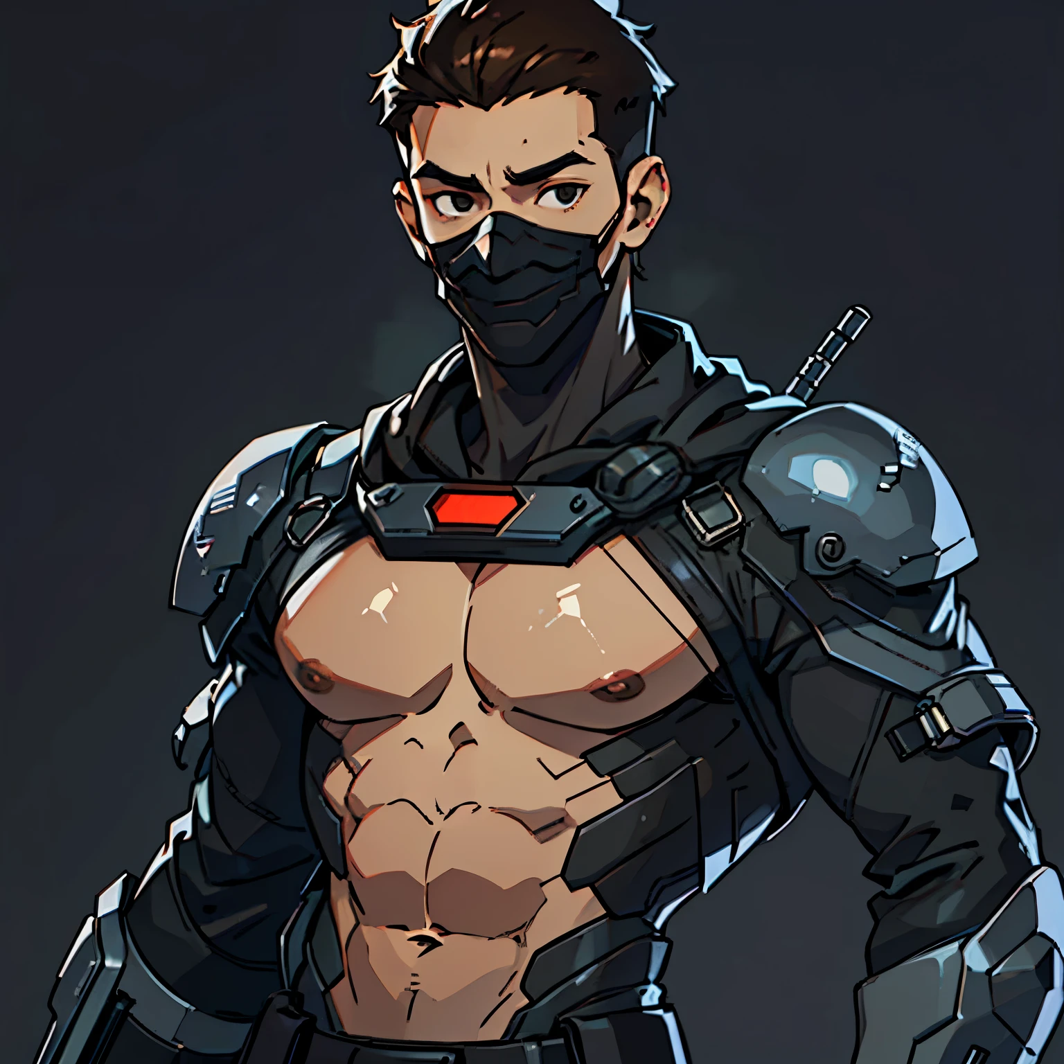 1man, 1.80, defined body, wearing a mask to hide his identity, light brown eyes, presence in the eye as if he were an Alpha predator, short hair, gradient haircut, light brown hair color, super defined 8k hair strands, wearing a black overcoat, white skin details, (Realistic), (great lighting), (maximum quality), (many details in every aspect of the image), (100mil megapixels), (masterpiece), (image made by spelelist in photos)