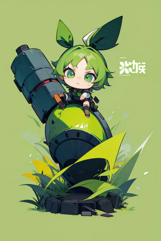 I want a chibi version of the character with green colors