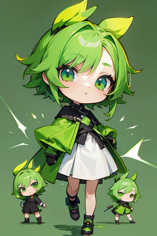 Green Color Chibi I want a chibi version of the character with green colors - SeaArt AI