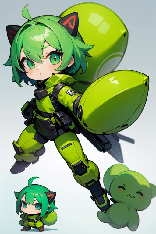I want a chibi version of the character with green colors