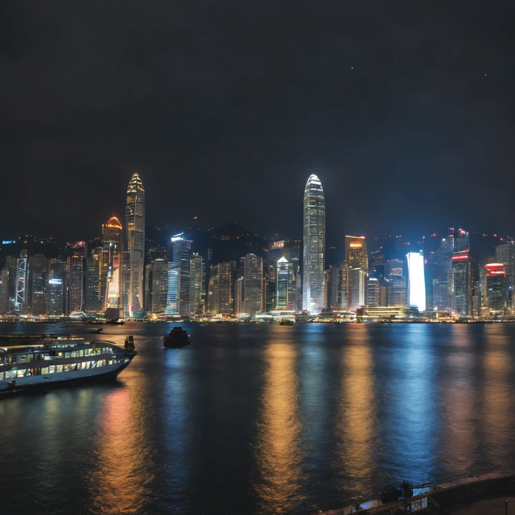 Night view of Victoria Harbour