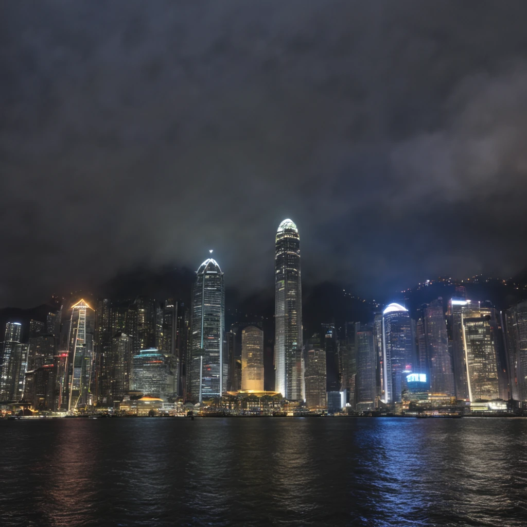 Night view of Victoria Harbour