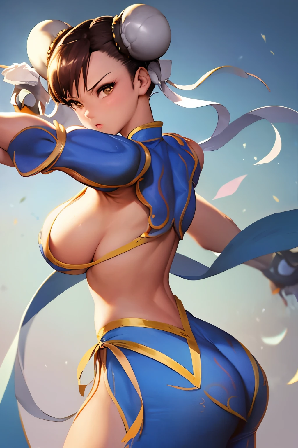 ((best quality)), ((master part)), (circunstanciado), rosto perfeito ((chun li)), roupas pretas, bunda grande