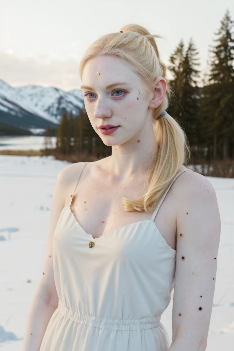 (pale white:1.5) adult dbwl woman with (pale_white_skin:1.6), 

[(pale white skin:1.7) (with:.01) (light beauty_marks:.01):3]
 [(Natural light_blonde_hair:1):4], 
(from behind:1),
(Back view:1.2), 
 (medium shot:1.4), (full body shot:.8), bare back, albino, (clean:1) (bikini:1.4), 
 (sunny:1.1), front light, well lit, (arctic ice), detailed_skin, fit, unedited photograph, detailed, happy, high resolution, photograph, RAW photo, in frame, 

BREAK 
[(beauty_marks:1.1)::8] [(many beauty_marks and:.01) (many light moles:1.6):8]  (on her skin:1),