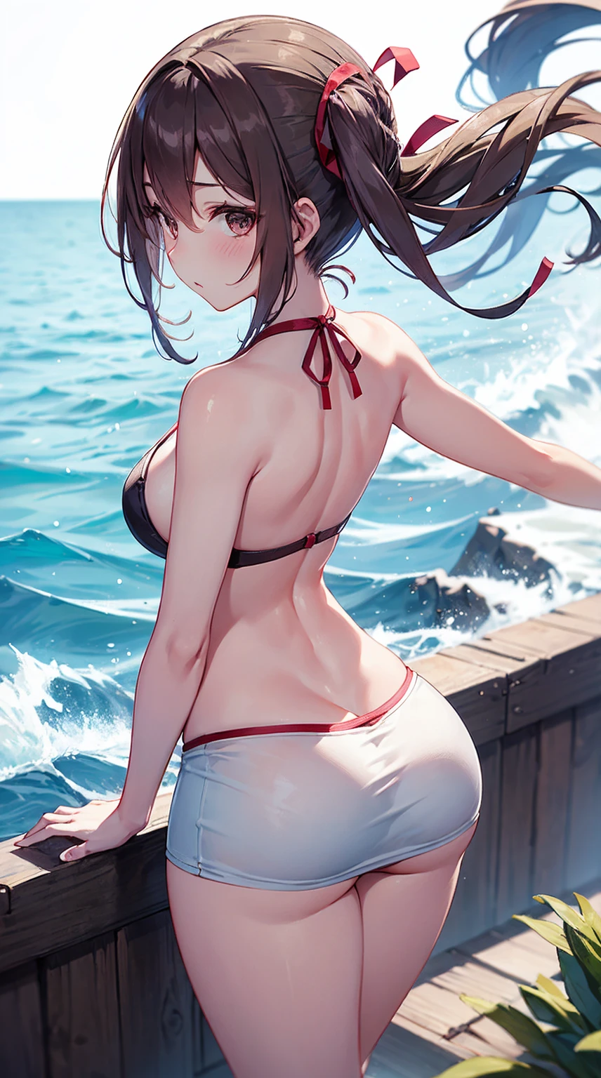 "Dynamic view of the whole body,Female , Only miniskirts with a length of 10 cm, Professional seducer, secret agent,  Rear Side Solar Lighting, Kamala Canon EOS 50mm"