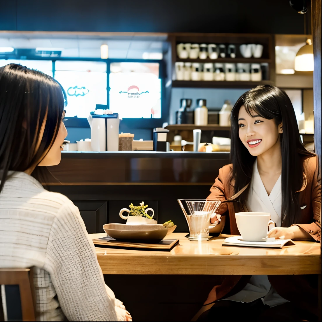 
Wearing an Apple Vision Pro at a cafe, I talk to my avatar friends.