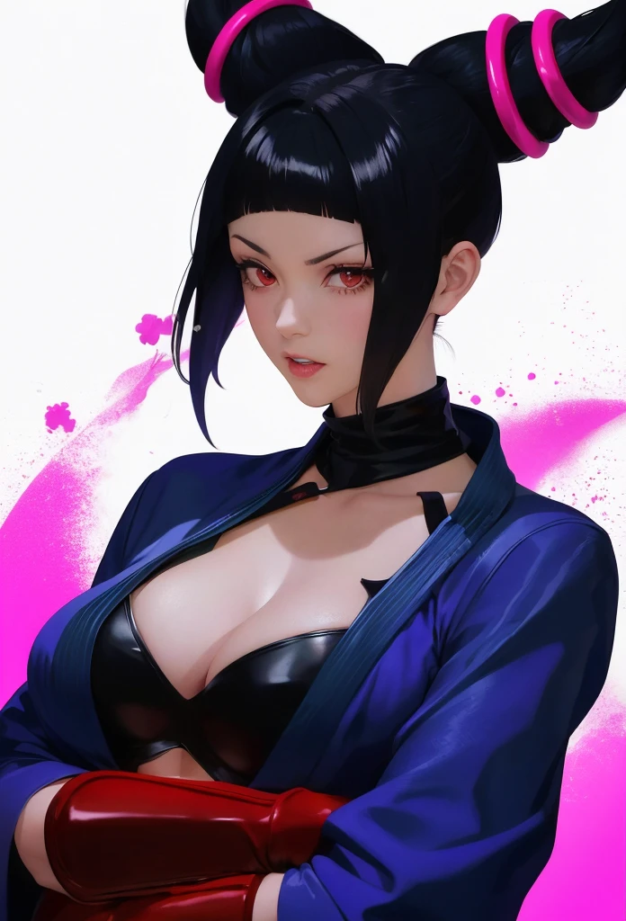 Chica anime con cabello negro y guantes rosas posando para una foto., Nico Robin, Juri Han de Street Fighter, Yayoi Kasuma, Yuri Misaki, Retrato de Tifa Lockhart, Iliá Kuvshinov style, Iliá Kuvshinov. 4 mil, Gama Murata y Artgerm, artgerm and Iliá Kuvshinov