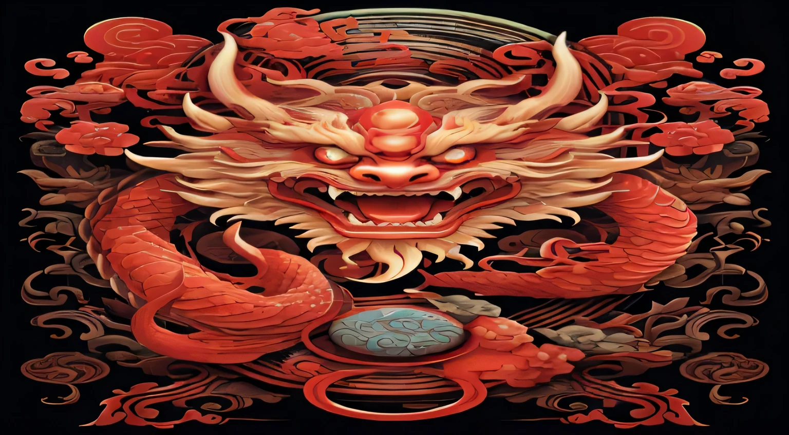 Close-up of dragon holding ball in mouth, chinesedragon, majestic japanese dragon, super detailed color art, red dragon, Dragon Art, High detail digital artwork, 4K highly detailed art, chinesedragon concept art, 4k detailed art, china silk 3d dragon, high detailed art, over detailed art, High detail digital art, smooth chinesedragon