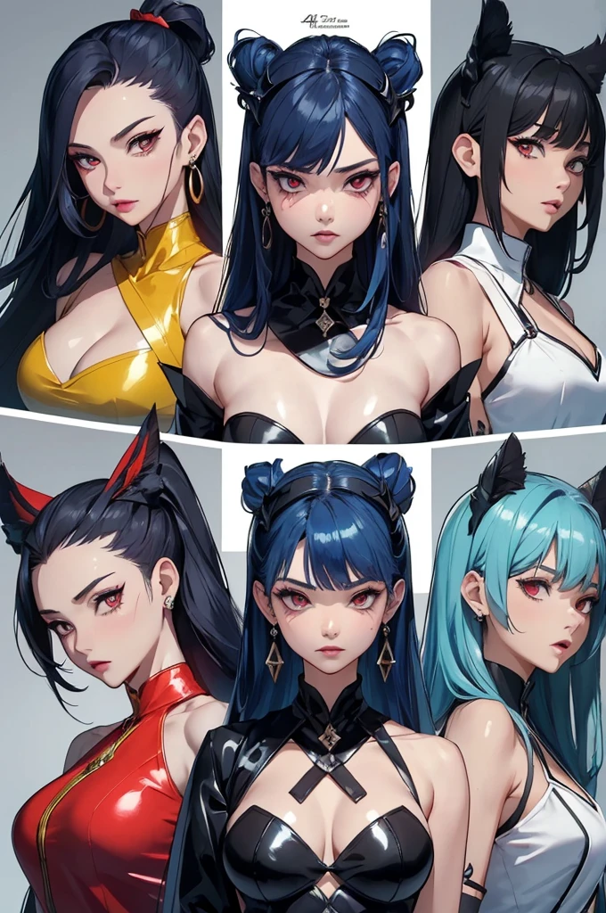 ((master-piece)),(((bestquality))),(Character design sheet, Same character..., Front, side), A Beautiful Girl,blue hair, albio, Red Eyes, long-haired, annoyed, ใบFrontเท่านั้น, Separate from each other..., fins, balance, jewelry, sharpt teeth, shouting, sparkling eyes, high-detail, ((4 expressions)), Jungle theme, ((ตกสะเก็ดบนใบFront, Glossy lips, Glossy skin, (((มีสี่Frontเท่านั้น))), (((Only four references)))