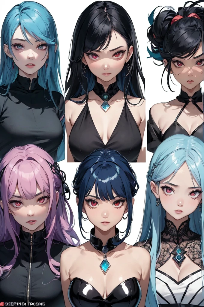 ((master-piece)),(((bestquality))),(Character design sheet, Same character..., Front, side), A Beautiful Girl,blue hair, albio, Red Eyes, long-haired, annoyed, ใบFrontเท่านั้น, Separate from each other..., fins, balance, jewelry, sharpt teeth, shouting, sparkling eyes, high-detail, ((4 expressions)), Jungle theme, ((ตกสะเก็ดบนใบFront, Glossy lips, Glossy skin, (((มีสี่Frontเท่านั้น))), (((Only four references)))