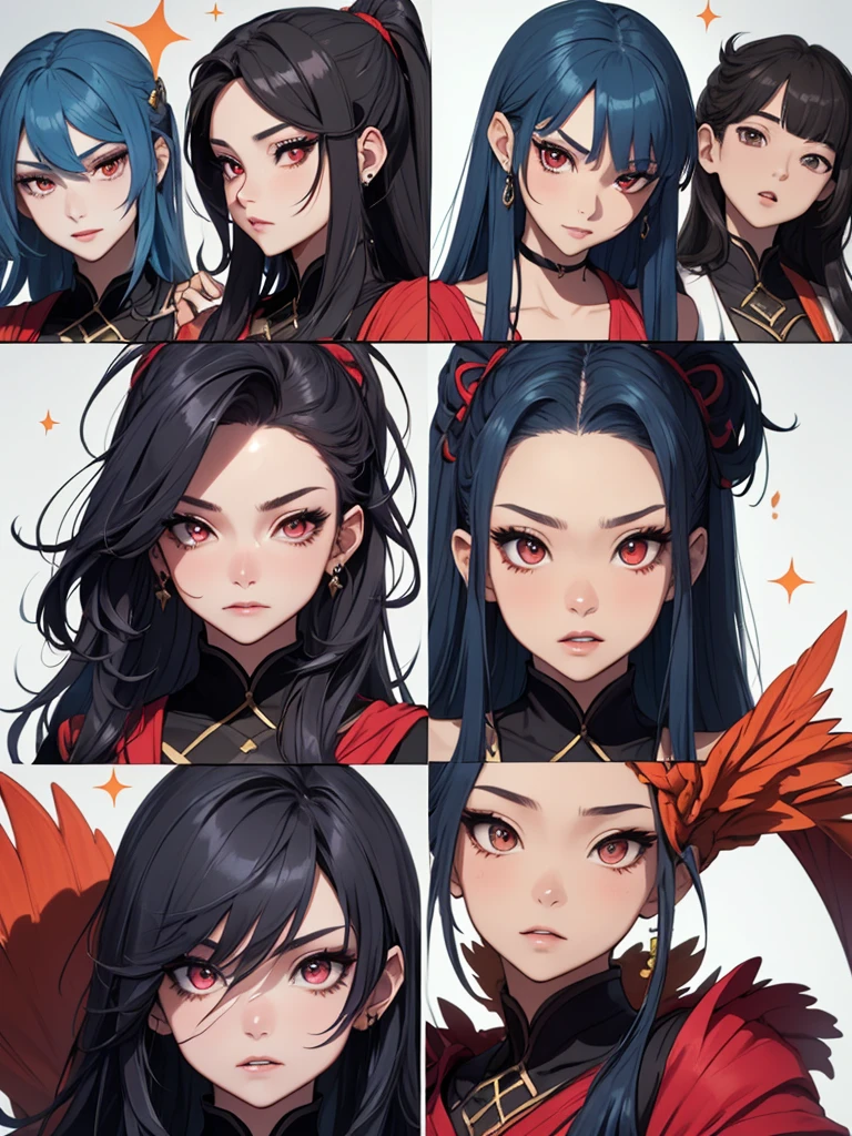 ((master-piece)),(((bestquality))),(Character design sheet, Same character..., Front, side), A Beautiful Girl,blue hair, albio, Red Eyes, long-haired, annoyed, ใบFrontเท่านั้น, Separate from each other..., fins, balance, jewelry, sharpt teeth, shouting, sparkling eyes, high-detail, ((4 expressions)), Jungle theme, ((ตกสะเก็ดบนใบFront, Glossy lips, Glossy skin, (((มีสี่Frontเท่านั้น))), (((Only four references)))