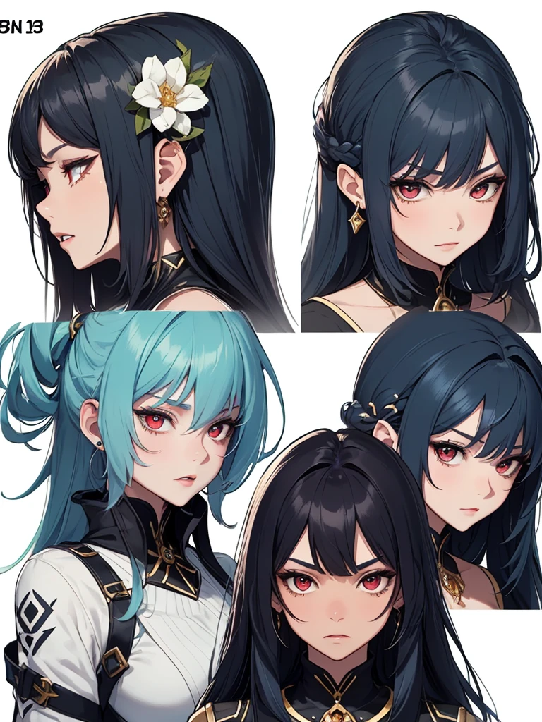 ((master-piece)),(((bestquality))),(Character design sheet, Same character..., Front, side), A Beautiful Girl,blue hair, albio, Red Eyes, long-haired, annoyed, ใบFrontเท่านั้น, Separate from each other..., fins, balance, jewelry, sharpt teeth, shouting, sparkling eyes, high-detail, ((4 expressions)), Jungle theme, ((ตกสะเก็ดบนใบFront, Glossy lips, Glossy skin, (((มีสี่Frontเท่านั้น))), (((Only four references)))
