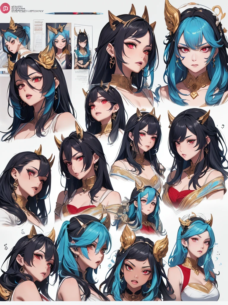 ((master-piece)),(((bestquality))),(Character design sheet, Same character..., Front, side), A Beautiful Girl,blue hair, albio, Red Eyes, long-haired, annoyed, ใบFrontเท่านั้น, Separate from each other..., fins, balance, jewelry, sharpt teeth, shouting, sparkling eyes, high-detail, ((4 expressions)), Jungle theme, ((ตกสะเก็ดบนใบFront, Glossy lips, Glossy skin, (((มีสี่Frontเท่านั้น))), (((Only four references)))