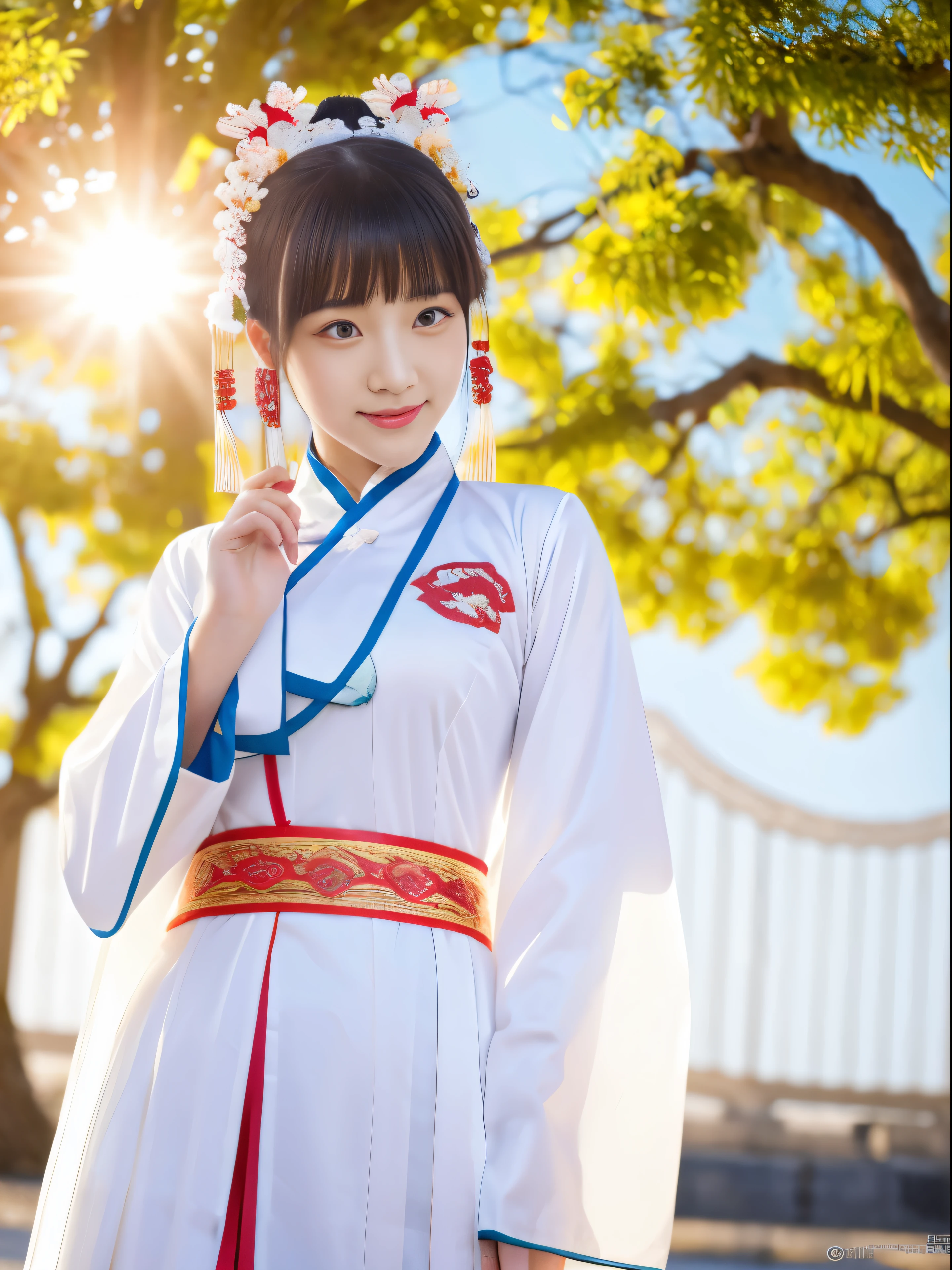 girl with, ancient Chinese costume, Whole body, Sunshine, Clear face, Clean white background, masutepiece, Super Detail, epic composition, Ultra HD, High quality, Extremely detailed, Official art, uniform 8k wallpaper, Super Detail, 32K