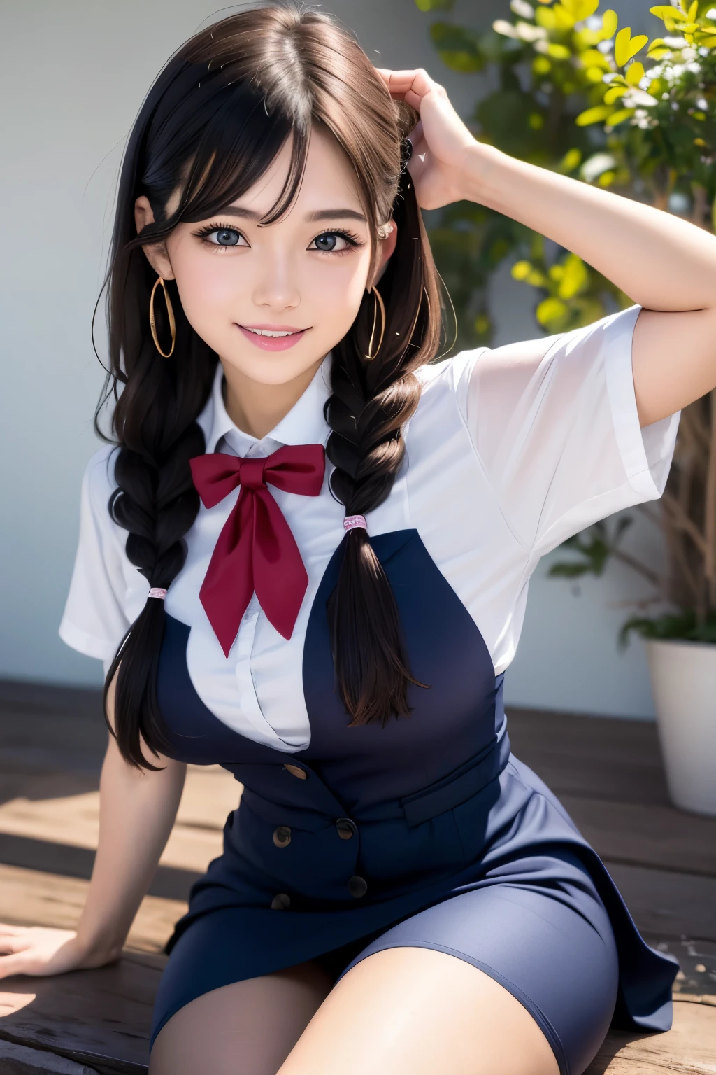 (masterpiece, best quality:1.2), solo,
beautiful eyes,
<lora:Candice_Pokemon:0.8>, Candice_Pokemon, hair ornament, twintails, hairclip, striped socks, bowtie,( sweater around waist:1.1), brown skirt, solo, smiling, looking at viewer,
solo, smile, blush, looking at viewer, upper body,