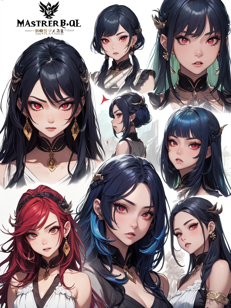 ((master-piece)),(((bestquality))),(Character design sheet, Same character..., Front, side), A Beautiful Girl,blue hair, albio, Red Eyes, long-haired, annoyed, ใบFrontเท่านั้น, Separate from each other..., fins, balance, jewelry, sharpt teeth, shouting, sparkling eyes, high-detail, ((4 expressions)), Jungle theme, ((ตกสะเก็ดบนใบFront, Glossy lips, Glossy skin, (((มีสี่Frontเท่านั้น))), (((Only four references)))