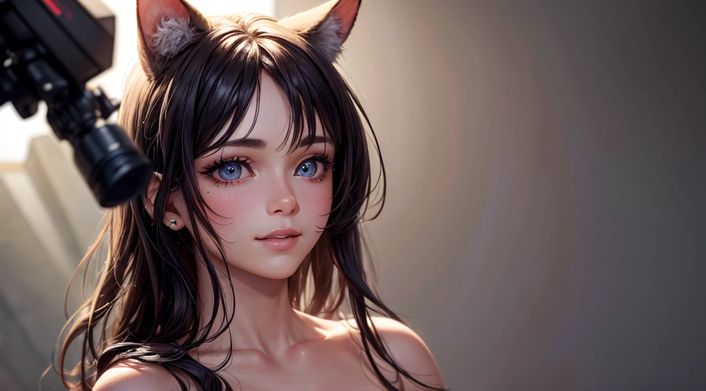 Cinematic footage, full medium closeup, a gorgeous 18-year-old kemonomimi woman soft pale skin, cute and youthful face, well-defined eyebrows, delicate nose, plump and round lips 1.4, ultra-detailed,
photo-realistic, depth of field, cinematic lighting, IMAX camera, HDR, DTM, Full HD, 8k, flared, medium breasts, slim, smile, standing, 8K picture quality, sexy seduction, realistic:1.37 long, flowing:1.1 luscious, plump:1.1
sparkling sequins:1.1 subtle, 0.9 soft, warm:1.1 best quality, 4k, 8k, highres, masterpiece:1.2, realistic, photorealistic, photo-realistic:1.37, ultra-detailed:1.1 busty animal ears, beautiful, detailed ears:1.1 best quality, 4k, highres,
masterpiece:1.2 detailed, piercing eyes:1.1 4k, 8k, highres, masterpiece:1.2 very three-dimensional: 1.2, (3D: 0.5, realistic: 0.5, photorealistic: 0.5), (Sharp focus: 1.5), (sharp focus:1.2), (beautiful face:1.1), (eye makeup:1.2), (tight body:1.2), (highest quality), (8k, best quality, masterpiece:1.3) ((masterpiece, best)), (best illustration), (high detailed skin:1.2), (perfect face:1.1), (high detail:1.1), (detailed random background: 1.3)