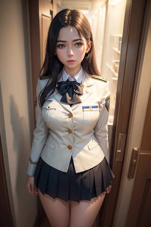 An innocent 25-year-old girl、((Sexy Officer Commander Uniform Uniform, skirt, Cute and elegant, Dramatic Pose)),smile,Night city background,shortcut、RAW Photos, (8K、Highest quality、masterpiece:1.2)、(Intricate details:1.4)、(Photorealistic:1.4)、Octane Rendering、Complex 3D rendering with ultra-detail, Studio Soft Light, Rim Light, Vivid details, Super Detail, Realistic skin texture, Detailed aspect, Beautiful details in the eyes, Highly detailed CG Unity 16k wallpaper, compensate,((Sexy Officer Commander Uniform Uniform, skirt, Cute and elegant,)、 (Detailed Background:1.2), Glowing Skin, whole body,Put your hands down、Spread your legs and show me your panties,Sit on a bench
