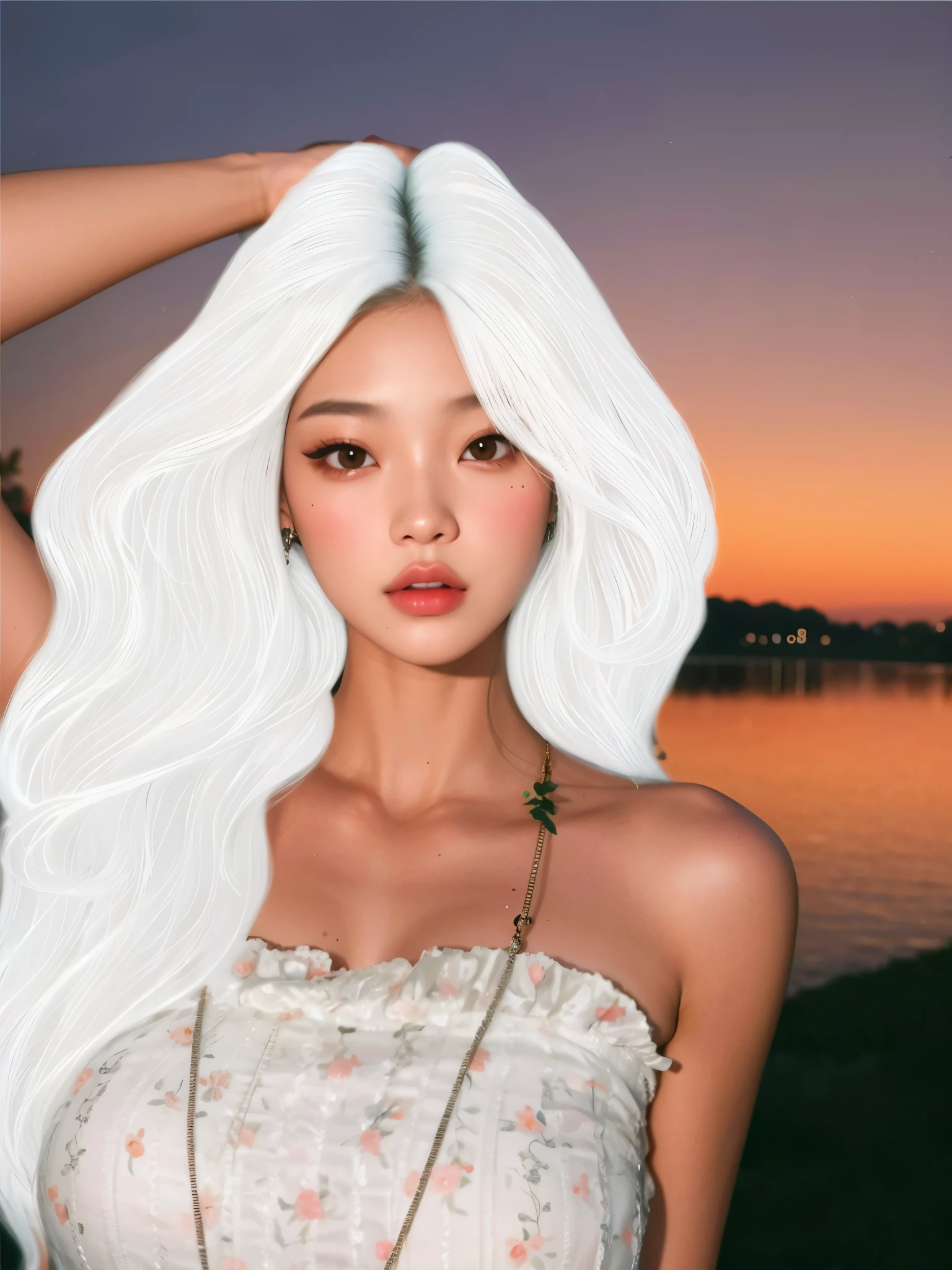 um close up de uma mulher com cabelos longos usando um vestido branco, Jennie Blackpink, linda sul Mulher coreana, maquiagem sul-coreana popular, Jinyoung Canela, maquiagem coreana popular, menina coreana, Bae Suzy, linda jovem Mulher coreana, bela jovem Mulher coreana, Retrato de Jossi do Blackpink, TaeJune Kim, asian features, Ulzzang, korean face features, Mulher coreana