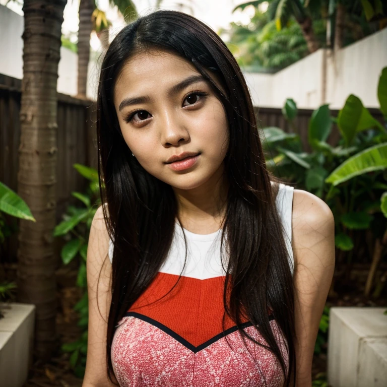 Young Indonesian ras mix padang and Chinese,oval face,big eyes, tin lips, noise like eropa people,long hair