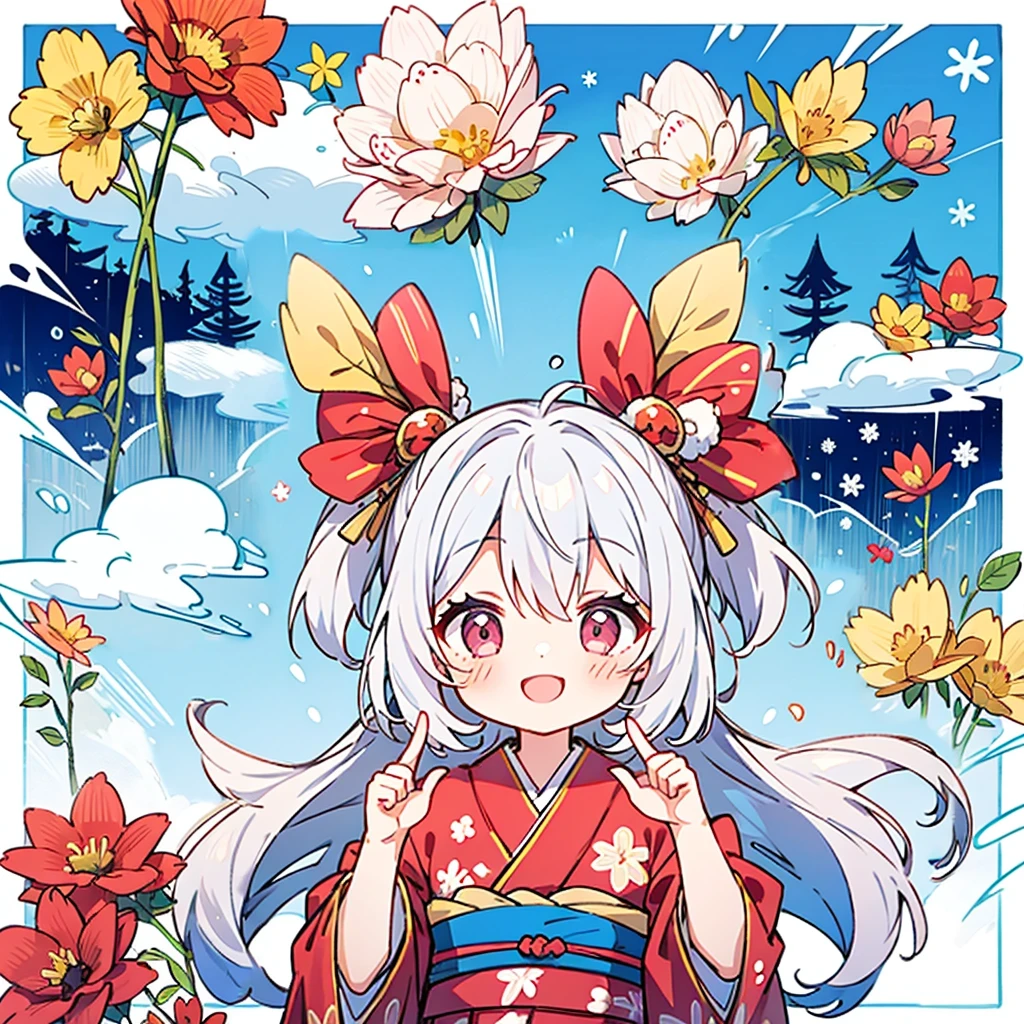 Winters、yuki、mont、Red flowers