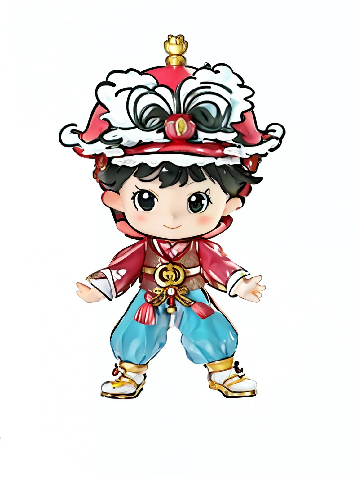 cartoon character of a boy dressed in a Chinese outfit, Chinese outfit, Akira in Chinese mythology, this custom, Inspired by Shin Yoon-bok, dancing figures, japanese mascot, inspired by Yang Borun, traditional garb, Gamine, traditional this custom, Inspired by Zhang Chengye, Korean male, inspired by Guan Daosheng, inspired by Dong Yuan