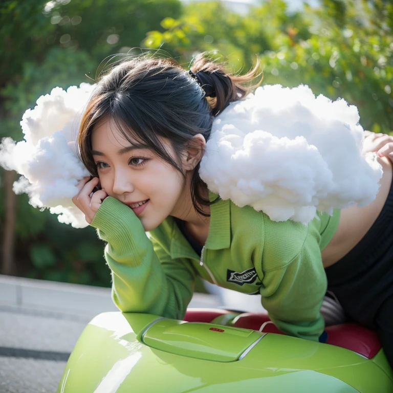 Girl farting on another girl's face, green fart cloud