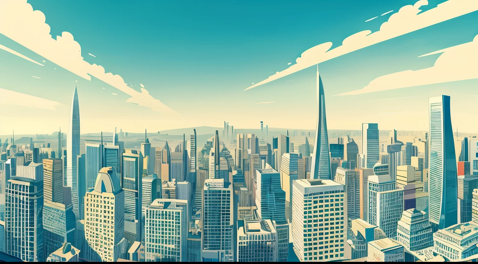 futuristic cities,illustratio,line-drawing,Overhead view,Beautiful fece,blue-sky,in a panoramic view,beautiful,morning,SF,