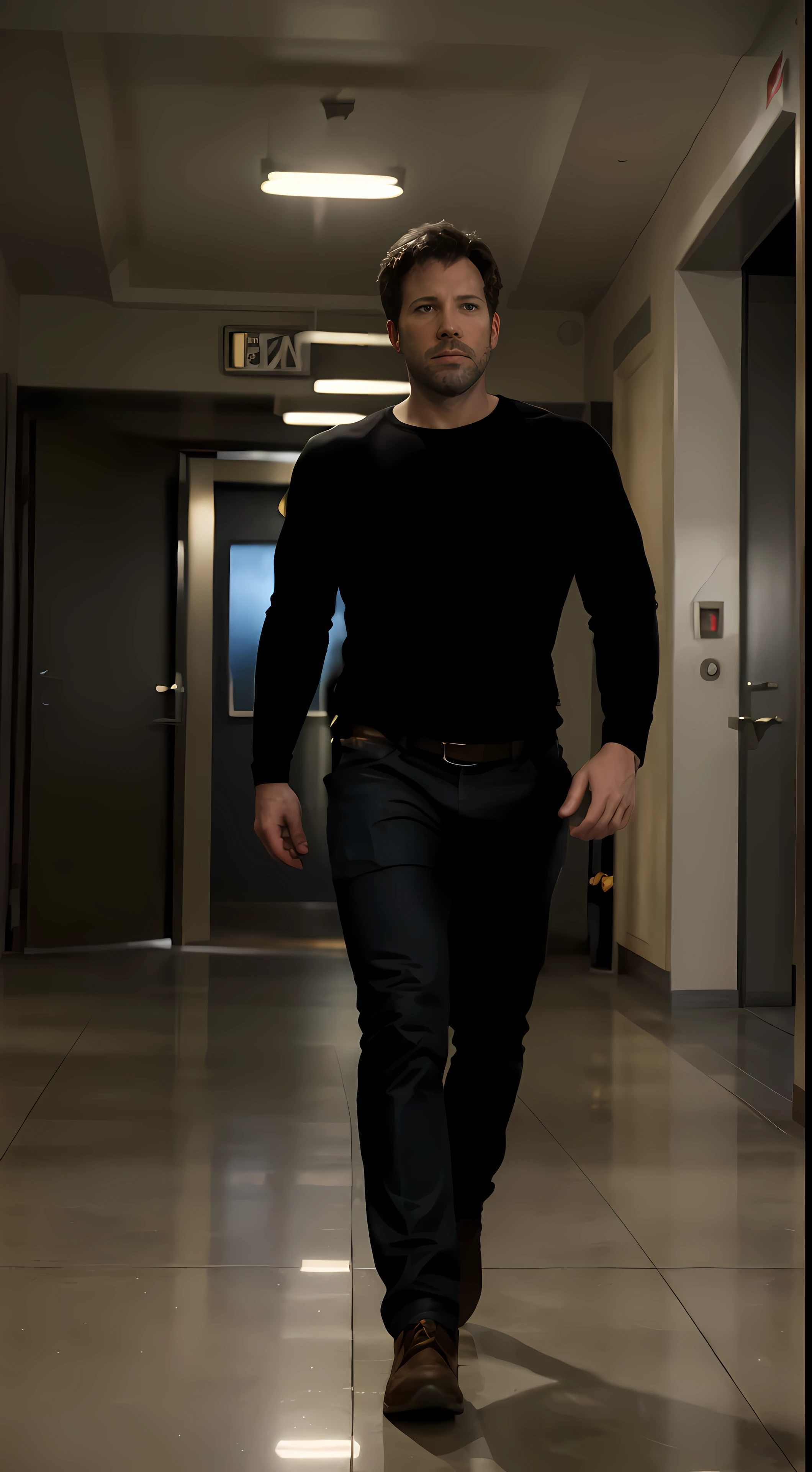 A Full Length Portrait Photography Attractive Ben Affleck , usando solo ropa interior,, showing very hairy groin area, epic realistic, Hi-Def