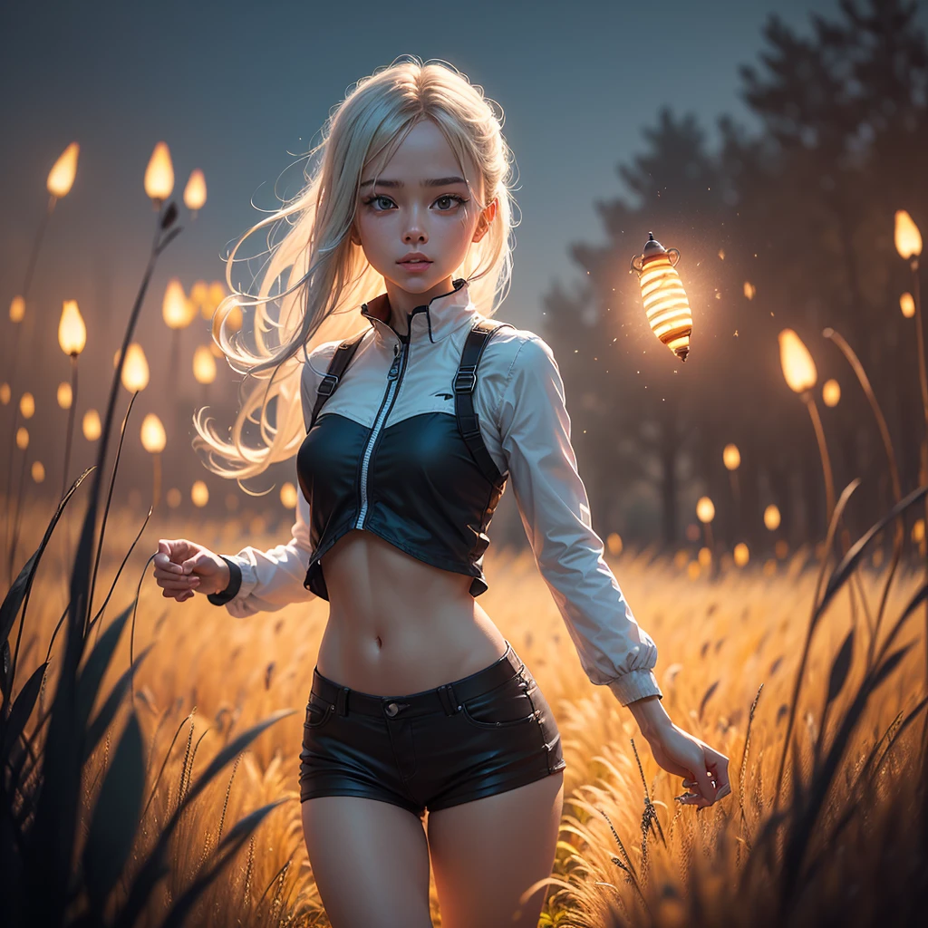 ultraclear，The best picture quality，A glowing firefly dances in a field at night