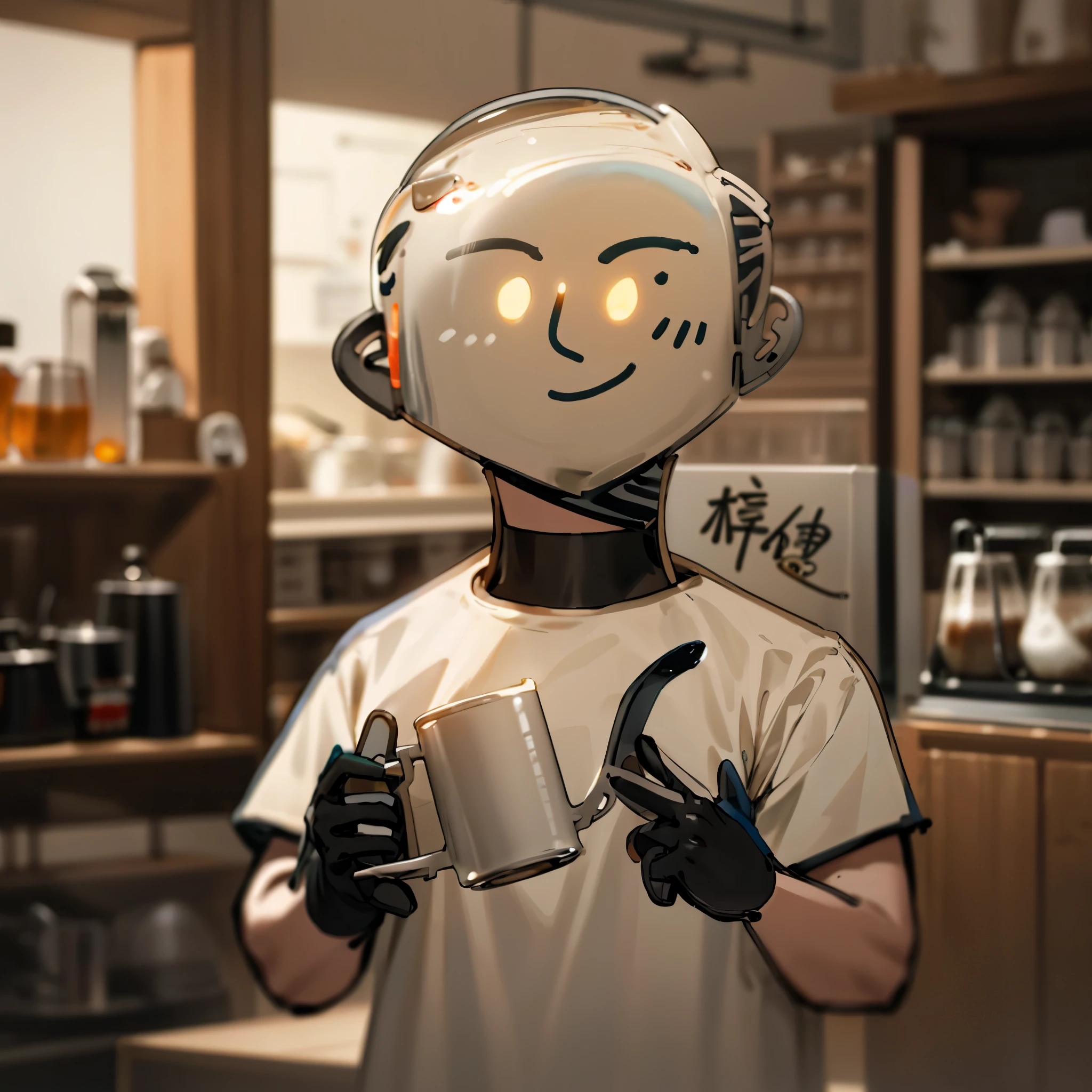 Barista,Hand brewing pot,Indoor warm cafe,of a real,Fine photography
