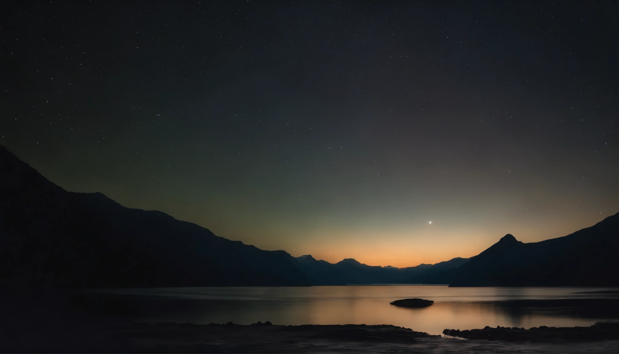 (best quality, highres, masterpiece:1.2),ultra-detailed, starry sky landscape, vibrant colors, soft glowing moonlight, sparkling stars, serene atmosphere, dreamlike scene, surreal, fantasy, peaceful night, panoramic view, majestic mountains, shimmering lake, twinkling reflections, distant galaxies, infinite universe