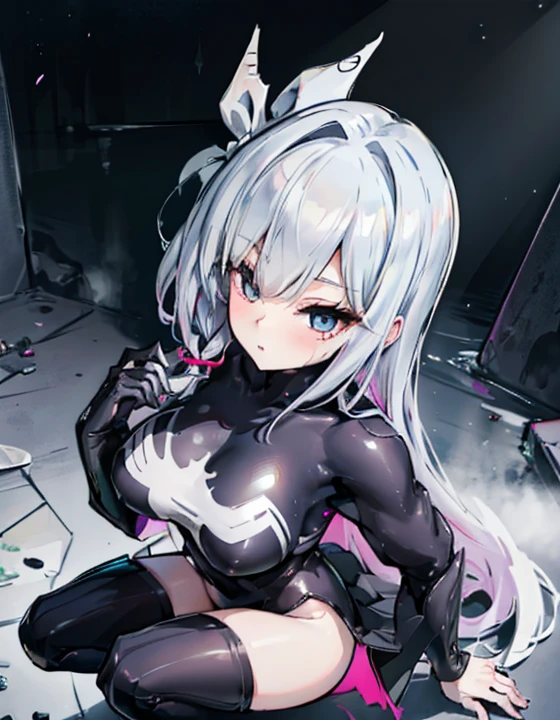 masutepiece, Best Quality,Squat ,Crab crotch,Leotard,highleg, Elegant, 1girl in, thigh high boots, well-muscled,Cute, blushed, Looking at Viewer, From above,, Mini skirt, White and black striped T-shirt, Blue eyes, Beautiful eyes, Beautiful background, light Particle, Sun rays, Dramatic Lighting, Outside, shiny, Realistic, masutepiece, Best Quality, Ultra-detailed, Detailed, Scenery, Beautiful detailed eyes, detailed hairs