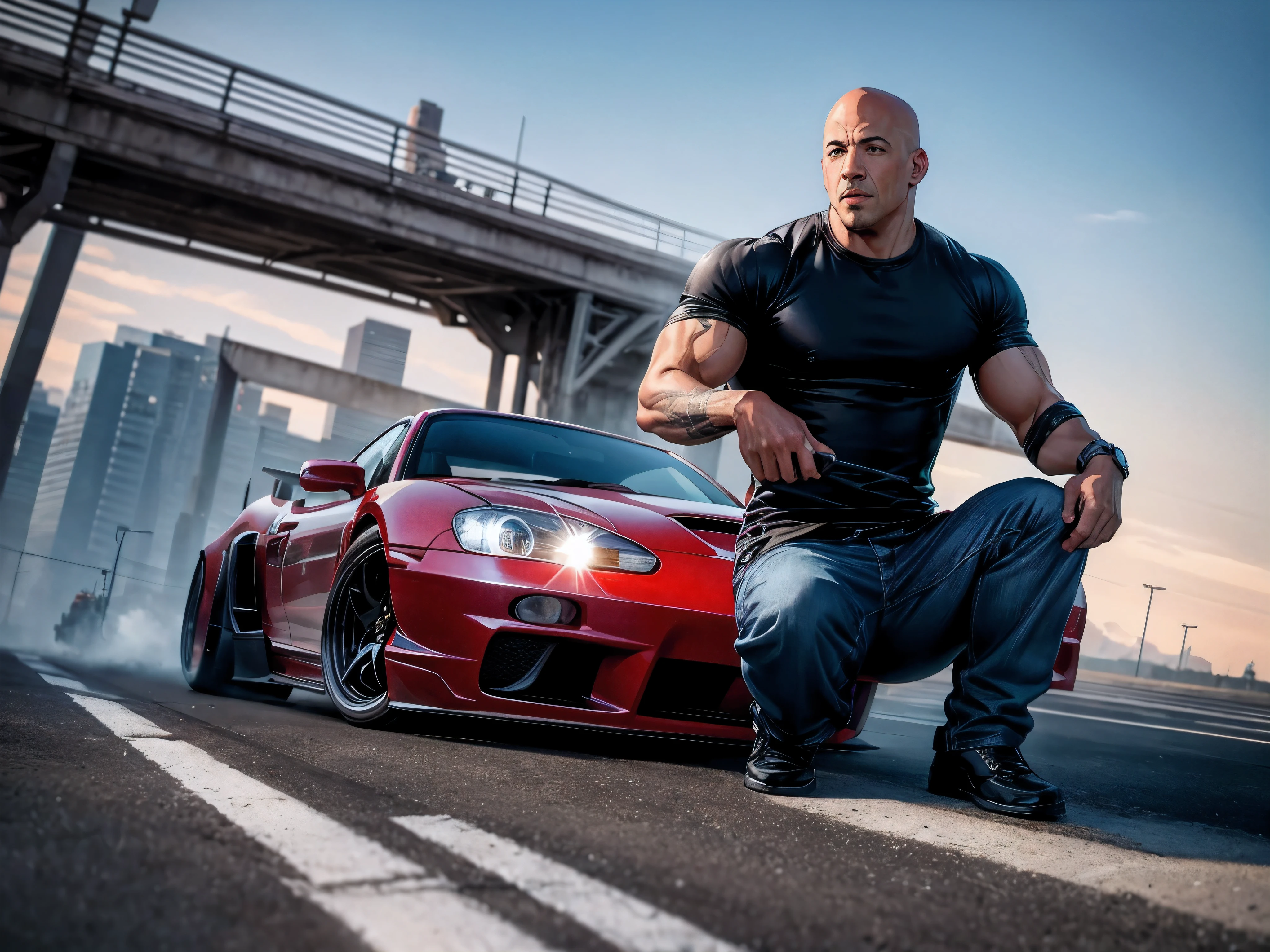 Image of Fast and Furious with cinematic version and in high quality, efeitos de personagens realistas principal vin diesel
