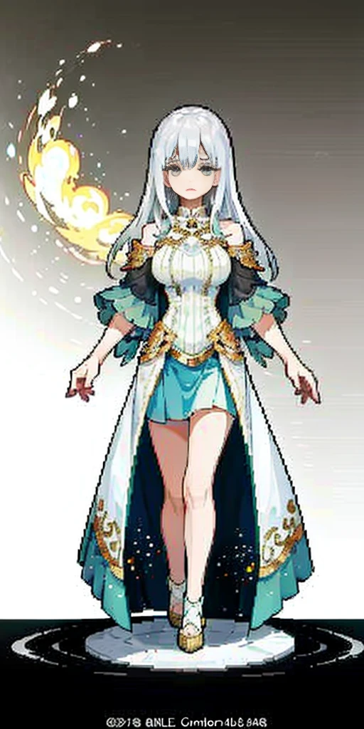 ((((Official Art + Premium Quality): 1.3), full-body close-up, create an elegant atmosphere), white short skirt, white hair shawl, graceful flowing, elegant movements, sad and indifferent expression, floating in the air, (1girl), slim figure)