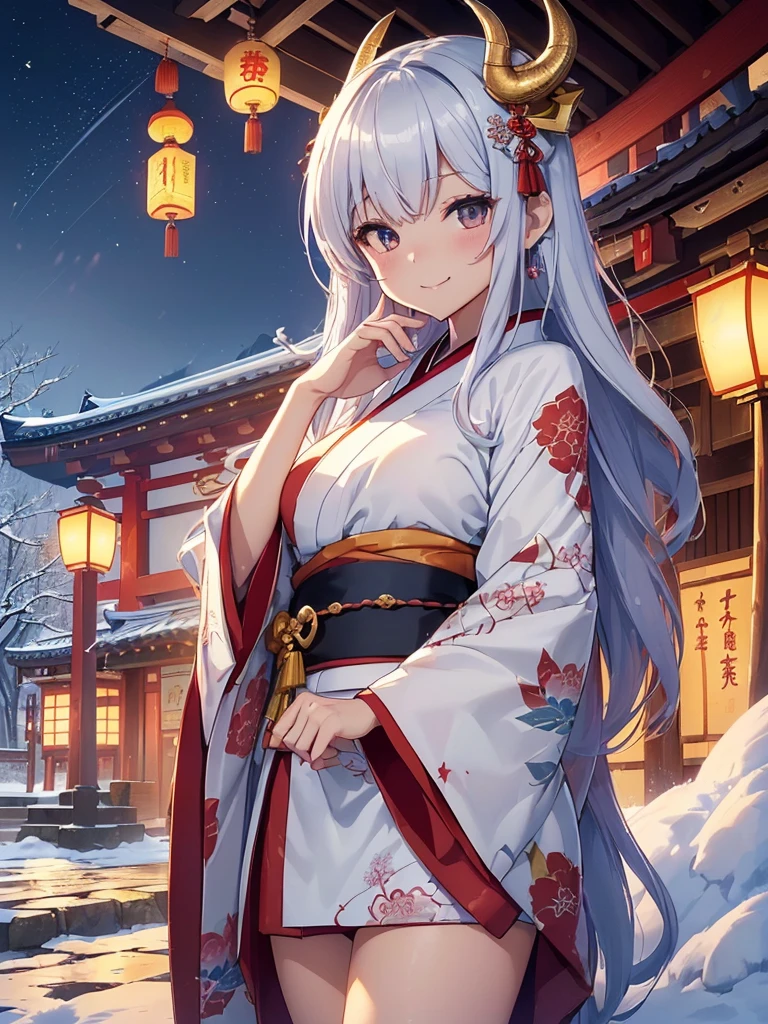 top-quality、Top image quality、Dagashi Teru Piece、Super beautiful Japanese beauty((24 year old、Japan kimono、Best Bust、big bast、Bust 90,beautiful long ironed hair、silber hair、白い髪kanzashi、A slender、a closeup、Esbian、Beautiful Japan hair、kanzashi、hiquality、Beautiful Art、morning、Superb Piece、visualart、depth of fields、low angle night sky、、devil of light、Happy smile、Gentle light、、Beautiful legs that are gentle on the skin、、、Number of fingers to achieve precise finger movements、ティッカーBeautiful decoration、elegent、Mystical Snowy landscape in winter、、japanese temple、、Beautiful decoration,Japan Kimono 1.3,、japanese art on behance、Dragon pattern、dragon decoration、Dragon decoration、、Painting by Sotatsu Tawaraya、screen、gold foil、shenron、New Year、Happy New Year⛩、sunrises、morningの瞬間、shrines、cute dragon、dragon loose character、dragon mascot character、New Yearの挨拶、morning