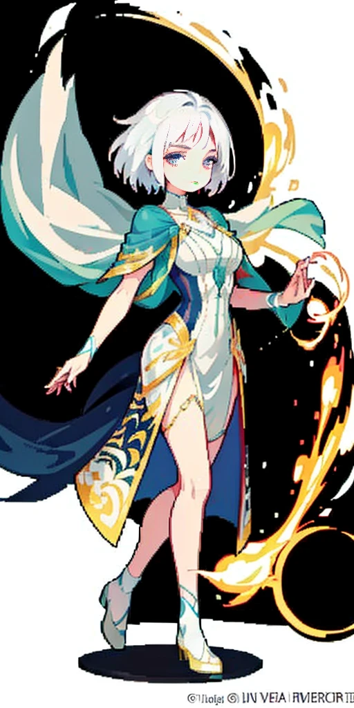 ((((Official Art + Premium Quality): 1.3), full-body close-up, create an elegant atmosphere), white short skirt, white hair shawl, graceful flowing, elegant movements, sad and indifferent expression, floating in the air, (1girl), slim figure)