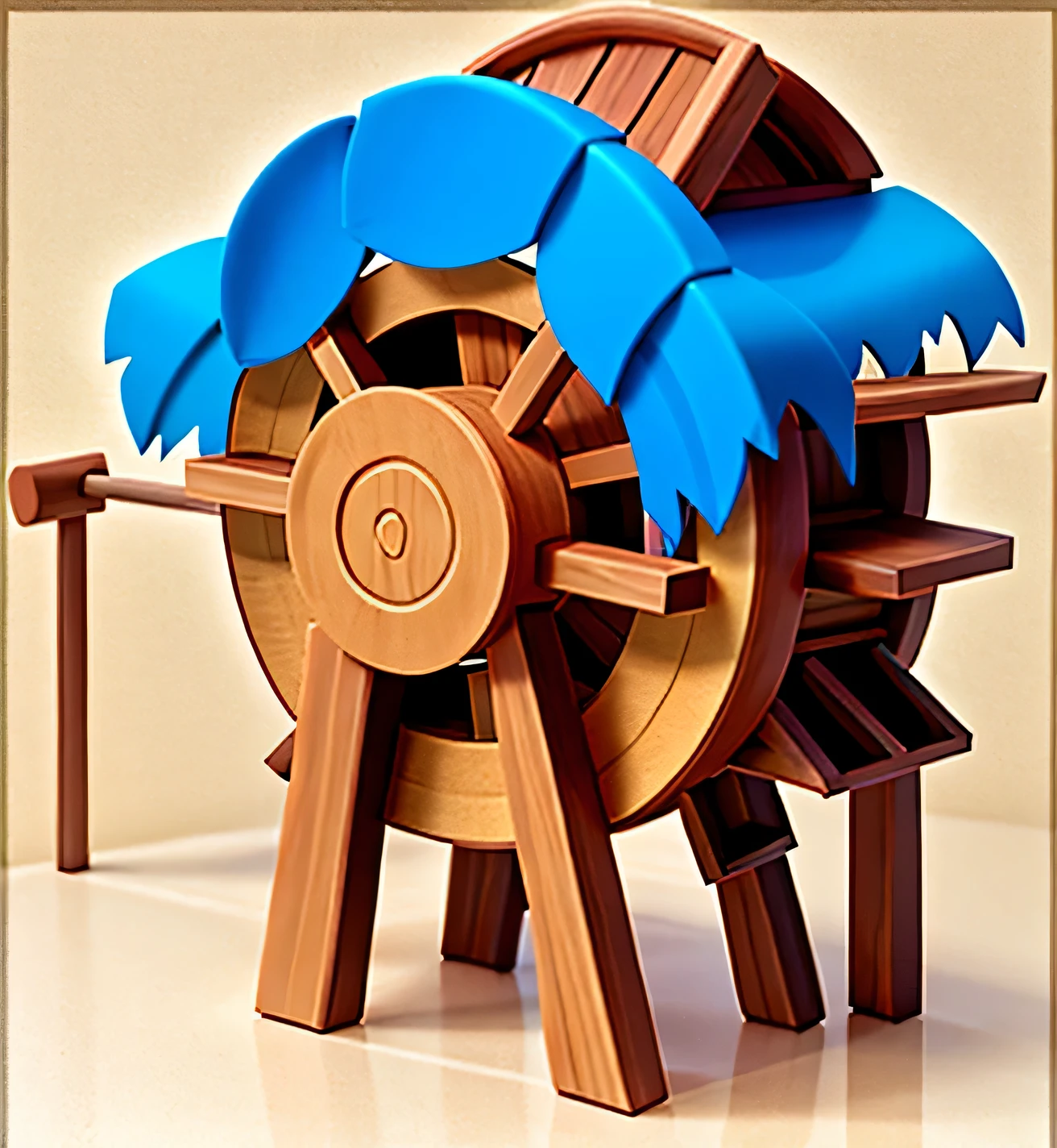 wooden water wheel,straw roof