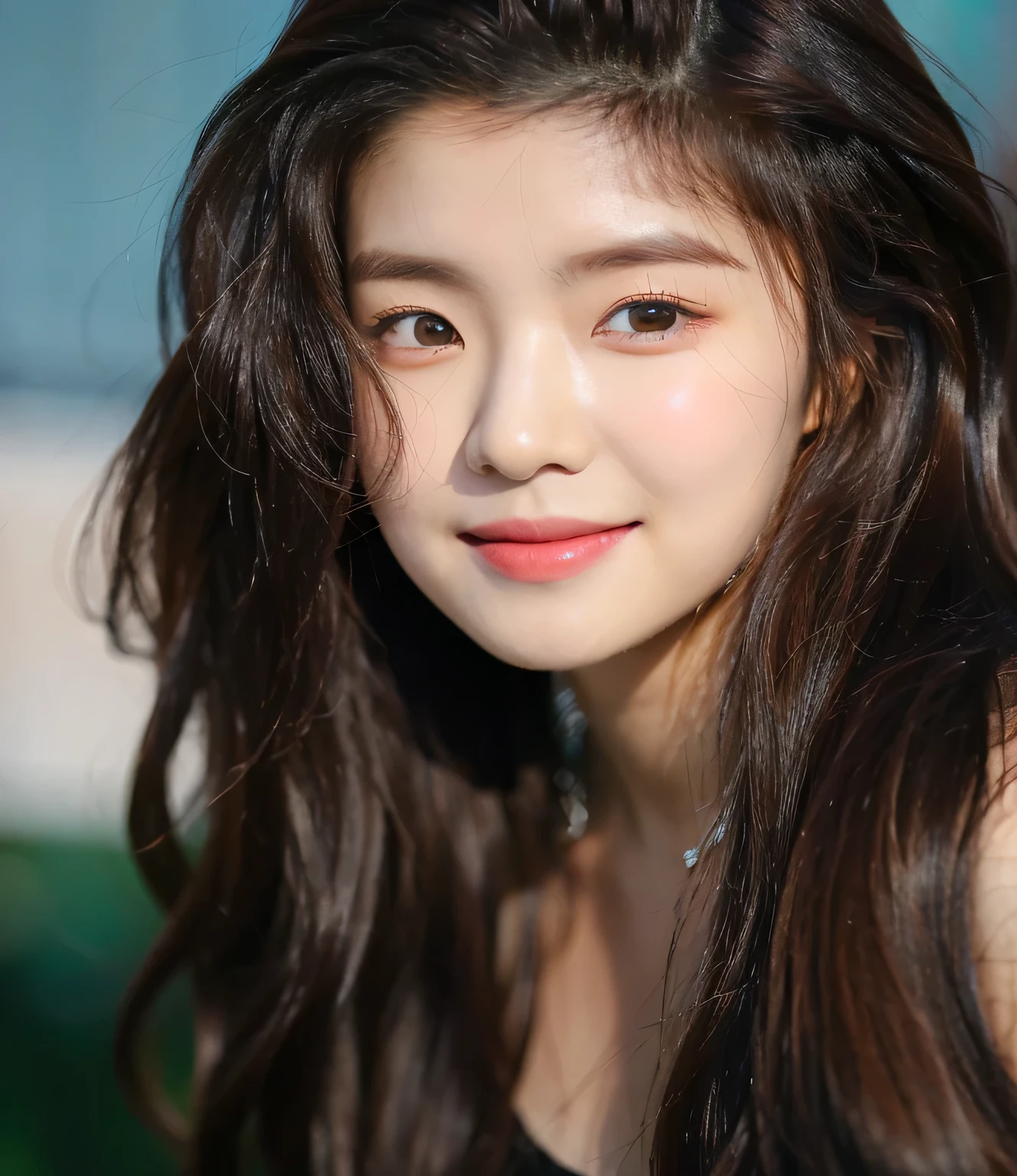 (8K, RAW photogr, Best quality at best, tmasterpiece:1.2), (actual, photo-actual:1.4), ultra - detailed, (K-pop idol),perfect detail , looking at viewert,cosmetics, Jessica Marie Alba,
gigantic cleavage breasts, Chopping, ssmile,
faith(araffed),Asian woman with long brown hair and black top, jinyoung shin, xintong chen, ruan jia beautiful!, beautiful Korean women, Lee Ji-eun, lee ji eun, lulu chen, blackpink jennie, Bae Xiuzhi, Parking distance - minutes, sha xi, Nam Jae-yeon, gongbi, beautiful young korean woman