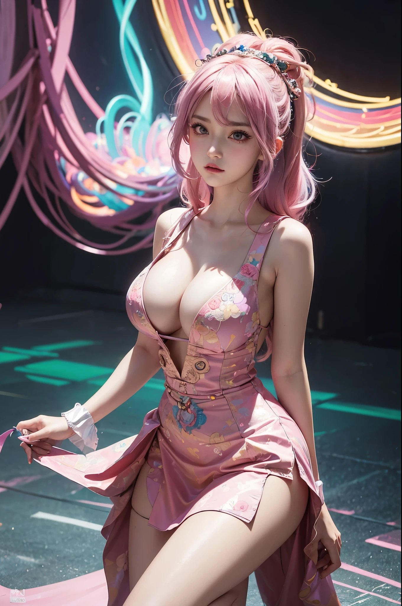 anime big breast_artwork of a, Rococo, Grand_photographed, Polaroid, annoyed_Girl, neonlight_Glowing_Hair, kanon_5D_Mark_4, neonlight_Light, Kodak_Ektar, Flamboyant, Pastel_colours, Curved_Lines, elaborate_detail, Rococo, J's Art.c. Ryan Decker