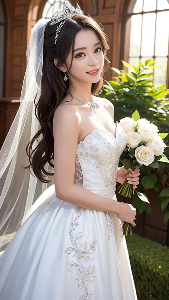 ((bestquality)), ((masterpiece)) Princess Wedding Dress, light rays, lens flare, Petals white., Long coated cat, foreign